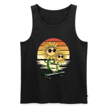 Tournesol d’été Skater Tournesol - Débardeur bio Premium Homme - noir - Devant - Michal (187cm)