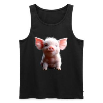 Cochon domestique Cochon Cochon Porcelet Cochon - Débardeur bio Premium Homme - noir - Devant - AI Model Male 178 light (178cm)