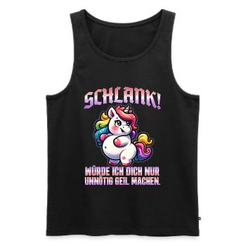 Schlank & Selbstbewusst: Ironisches Statement - Männer Premium Bio Tank Top - Schwarz - Vorne - Michal (187cm)