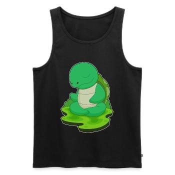 Tortoise Yoga Fitness Meditation - Men's Premium Organic Tank Top - black - Front - Michal (187cm)