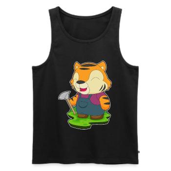 Mineur de tigre Exploitation minière à la pioche - Débardeur bio Premium Homme - noir - Devant - Michal (187cm)