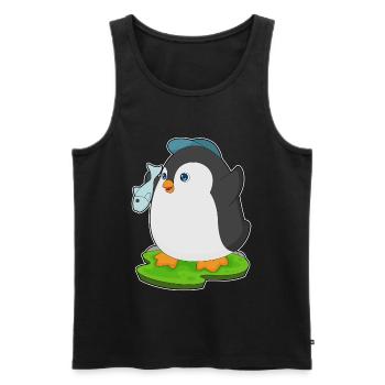 Pinguin Fisch - Männer Premium Bio Tank Top - Schwarz - Vorne - AI Model Male 178 light (178cm)