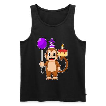 Monkey Birthday Balloon - Men's Premium Organic Tank Top - black - Front - Michal (187cm)