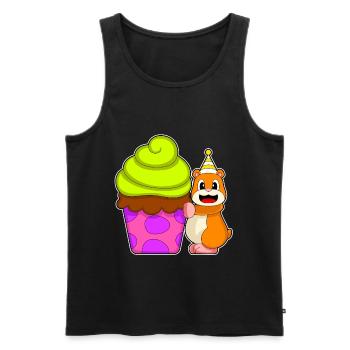 Hamster Birthday Cupcake - Men's Premium Organic Tank Top - black - Front - Michal (187cm)