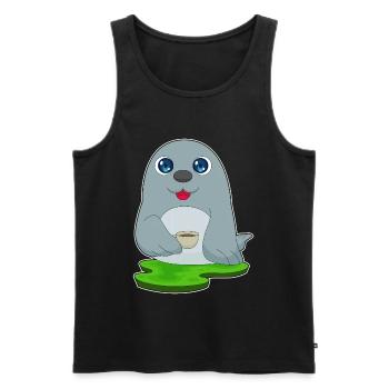 Seal Coffee Mug - Men's Premium Organic Tank Top - black - Front - AI Model Male 178 light (178cm)