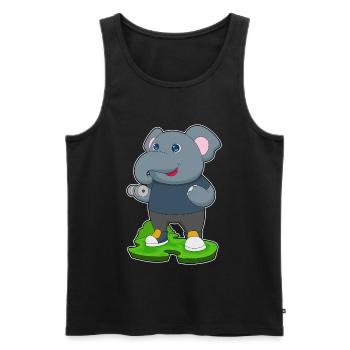 Bodybuilding éléphant avec haltères - Débardeur bio Premium Homme - noir - Devant - Michal (187cm)