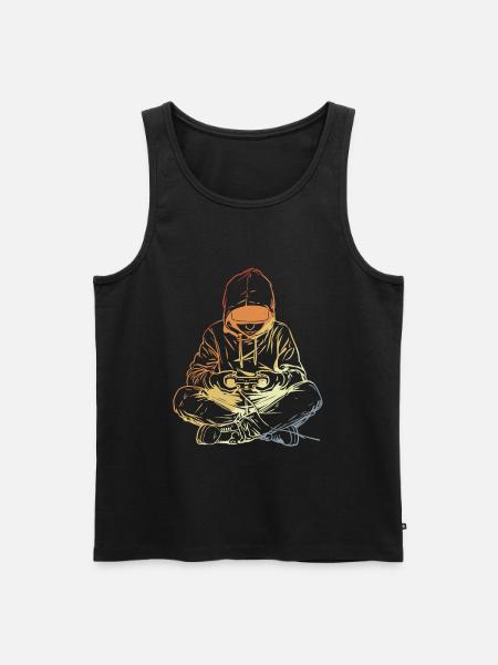 Gamer Drawing Retro Look - Men's Premium Organic Tank Top - black