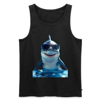 Requin Requin Requin Tigre Requin Requin Gris Grand Requin Blanc - Débardeur bio Premium Homme - noir - Devant - AI Model Male 178 light (178cm)