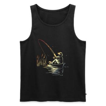 Retro Fishing Sketch - Men's Premium Organic Tank Top - black - Front - Michal (187cm)
