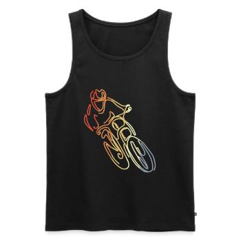 Mountain Bike Trial Sketch - Men's Premium Organic Tank Top - black - Front - Michal (187cm)