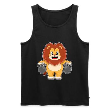 Lion Bodybuilder Dumbbells Bodybuilding - Débardeur bio Premium Homme - noir - Devant - Michal (187cm)