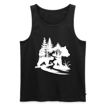Bären Silhouette Wald Kunst - Männer Premium Bio Tank Top - Schwarz - Vorne - AI Model Male 178 light (178cm)
