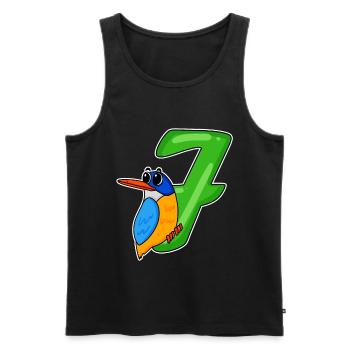 Motif Oiseau 7ème Anniversaire - 7 ans - Débardeur bio Premium Homme - noir - Devant - Michal (187cm)