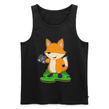 Fuchs Binoculars - Men's Premium Organic Tank Top - black - Front - AI Model Male 178 light (178cm)