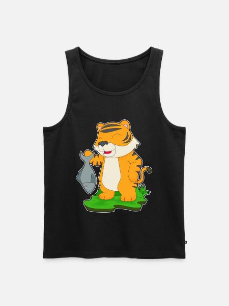 Tiger Angler Fish Fishing - Men's Premium Organic Tank Top - black