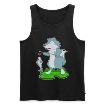Pêche au poisson pêcheur loup-loup - Débardeur bio Premium Homme - noir - Devant - Michal (187cm)