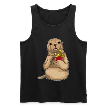 Seal French fries - Men's Premium Organic Tank Top - black - Front - AI Model Male 178 light (178cm)