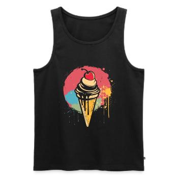 Graffiti de cornet de crème glacée - Débardeur bio Premium Homme - noir - Devant - AI Model Male 178 light (178cm)