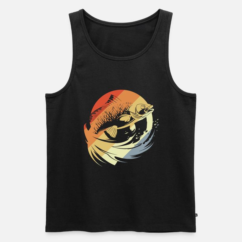 Fisch Grafik Retro Look - Männer Premium Bio Tank Top - Schwarz