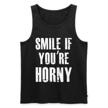 Souriez si vous êtes excité - Débardeur bio Premium Homme - noir - Devant - AI Model Male 178 light (178cm)