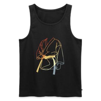 Karateka Drawing Vintage Look - Men's Premium Organic Tank Top - black - Front - AI Model Male 178 light (178cm)