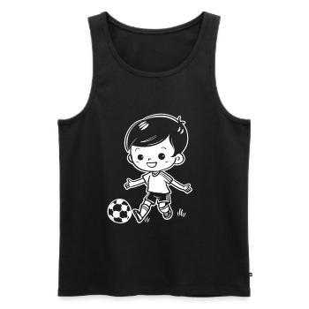 Dessin de garçon de football - Débardeur bio Premium Homme - noir - Devant - AI Model Male 178 light (178cm)