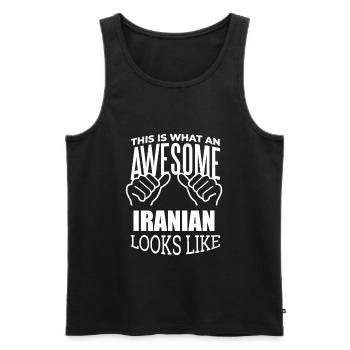 Iran - Men's Premium Organic Tank Top - black - Front - AI Model Male 178 light (178cm)