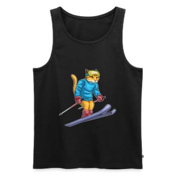Katze Skifahrer Ski - Männer Premium Bio Tank Top - Schwarz - Vorne - AI Model Male 178 light (178cm)