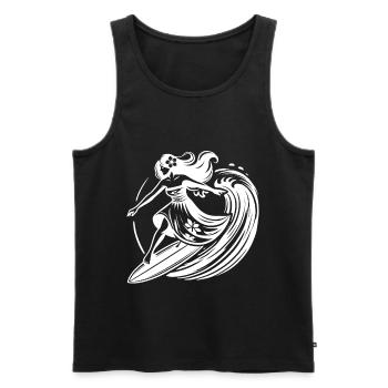 Fille de surf hawaïenne sur les vagues tropicales - Débardeur bio Premium Homme - noir - Devant - AI Model Male 178 light (178cm)