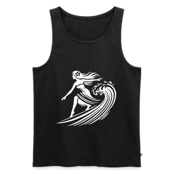 Hawaiianisches Surfer-Girl Wellen Reiten Tropisch - Männer Premium Bio Tank Top - Schwarz - Vorne - Michal (187cm)