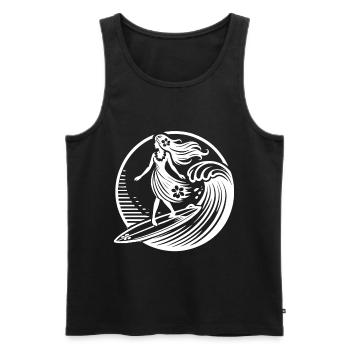 Plage florale vintage de Surf Girl hawaïenne - Débardeur bio Premium Homme - noir - Devant - Michal (187cm)