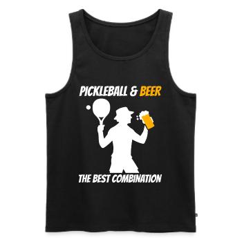 Pickleball et bière : la meilleure combinaison - Débardeur bio Premium Homme - noir - Devant - AI Model Male 178 light (178cm)