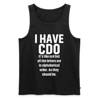 I have cdo - Men's Premium Organic Tank Top - black - Front - AI Model Male 178 light (178cm)