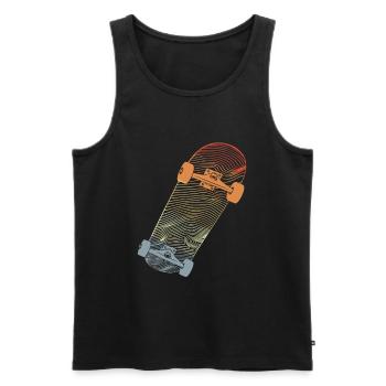 Dessin au trait de skateboard vintage - Débardeur bio Premium Homme - noir - Devant - AI Model Male 178 light (178cm)