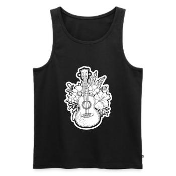 Ukulele Comic Look - Men's Premium Organic Tank Top - black - Front - AI Model Male 178 light (178cm)