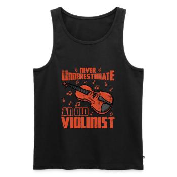 Ne sous-estimez jamais un vieux violoniste - Débardeur bio Premium Homme - noir - Devant - Michal (187cm)