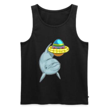 Baignade de Pâques avec dauphins - Débardeur bio Premium Homme - noir - Devant - Michal (187cm)