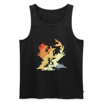 Vintage Marathon Runner Sketch - Men's Premium Organic Tank Top - black - Front - AI Model Male 178 light (178cm)