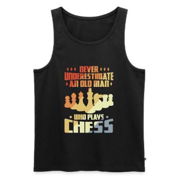 Chess Grandpa - Men's Premium Organic Tank Top - black - Front - AI Model Male 178 light (178cm)