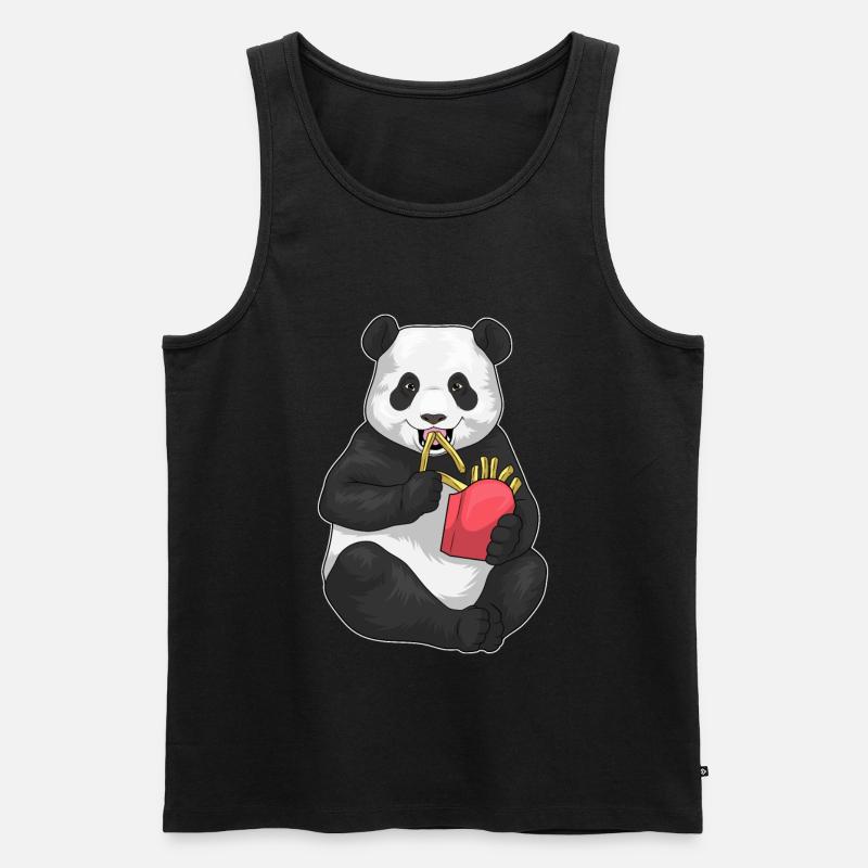 Panda Pommes frites - Männer Premium Bio Tank Top - Schwarz