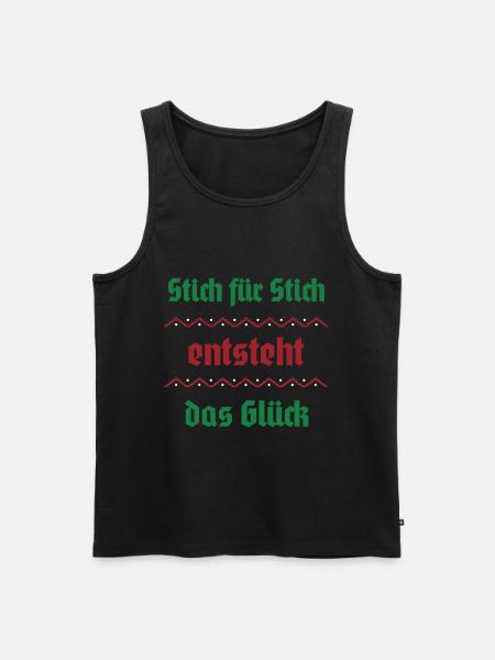 Stitch by stitch, happiness arises - Men's Premium Organic Tank Top - black