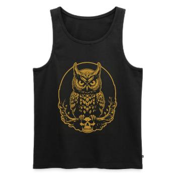 Mystic Owl Sitting on a Skull - Men's Premium Organic Tank Top - black - Front - AI Model Male 178 light (178cm)