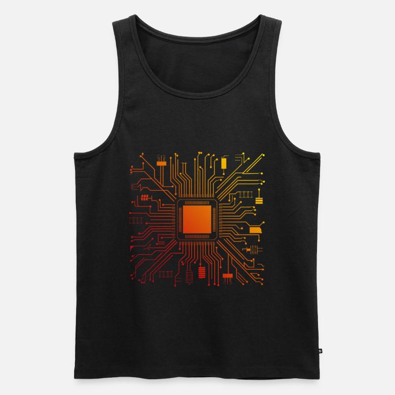 Tech Computer Motherboard Abstract Microchip - Men's Premium Organic Tank Top - black