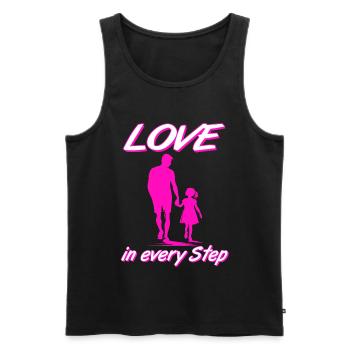 Love in Every Step Father Daughter Pink Silhouette - Men's Premium Organic Tank Top - black - Front - AI Model Male 178 light (178cm)