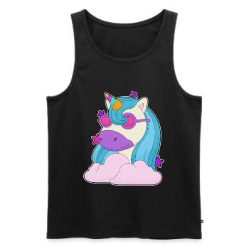 Einhorn Wolken - Männer Premium Bio Tank Top - Schwarz - Vorne - Michal (187cm)