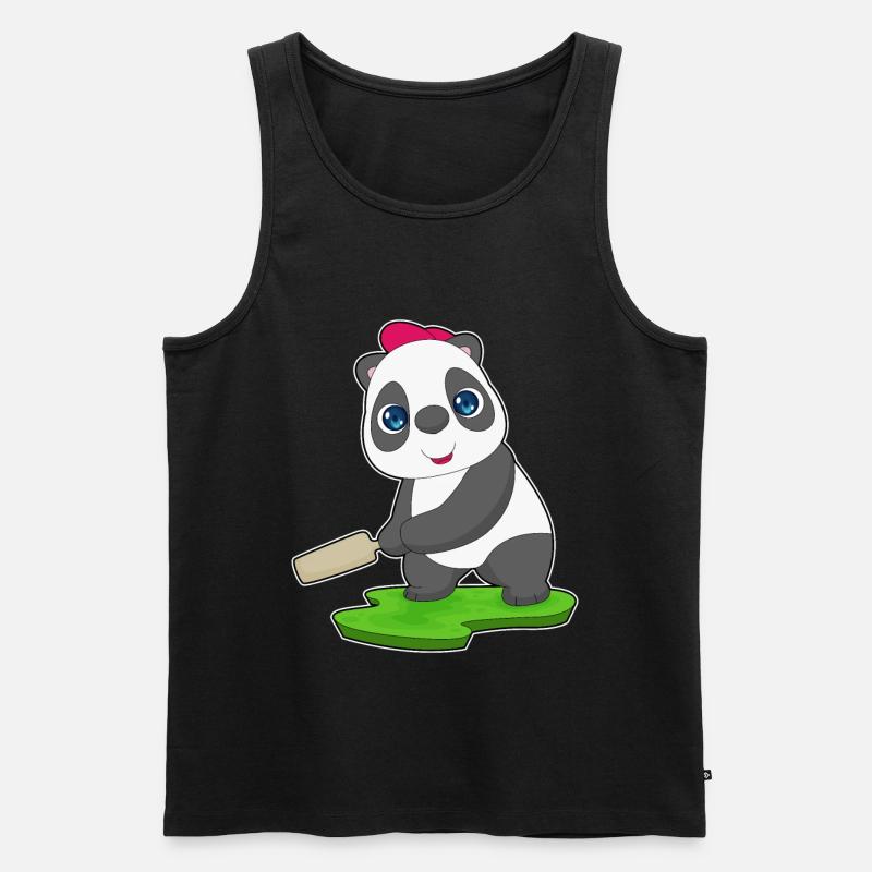 Panda Cricket Battes de cricket - Débardeur bio Premium Homme - noir