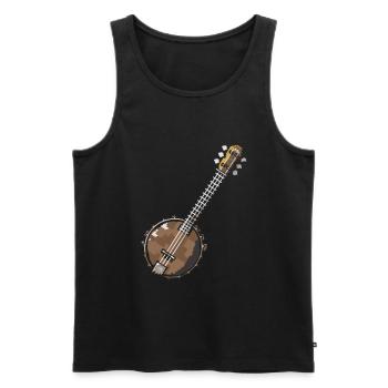 Banjo Pixel Art - Débardeur bio Premium Homme - noir - Devant - AI Model Male 178 light (178cm)
