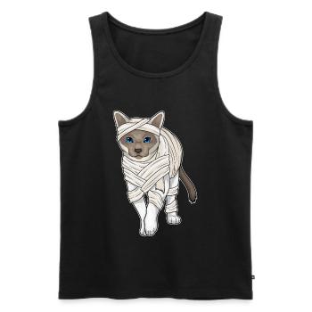 Siamese Cat Halloween Mummy - Men's Premium Organic Tank Top - black - Front - AI Model Male 178 light (178cm)