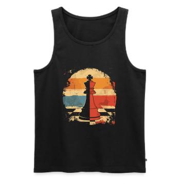 Schachfigur Retrowave - Männer Premium Bio Tank Top - Schwarz - Vorne - Michal (187cm)