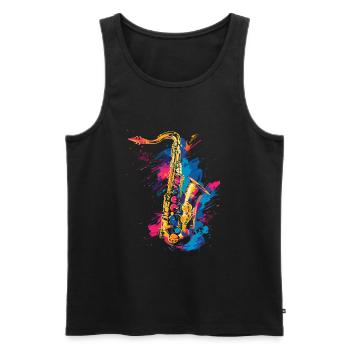 Saxophon Graffiti - Männer Premium Bio Tank Top - Schwarz - Vorne - Michal (187cm)